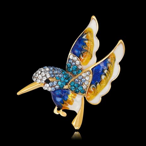 Blauwe vogel broche emaille