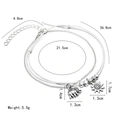 Enkelbandjes set zon en olifant bedel