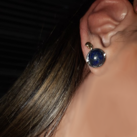 Lapis lazuli Stud Oorbellen Platinum plated