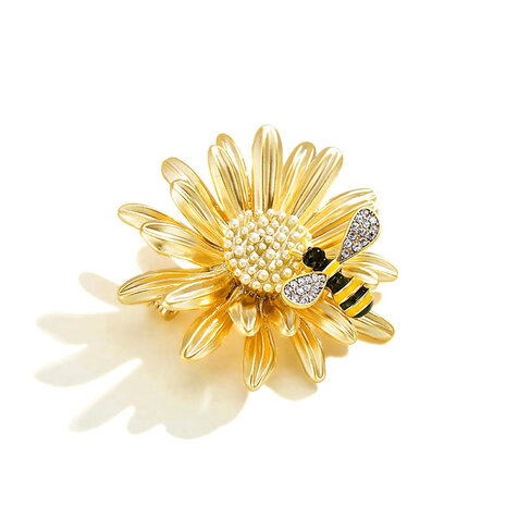 Madeliefje Bij / Hommel Broche Goud