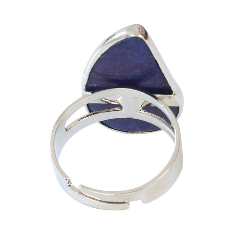 Lapis Lazuli Verzilverde Ring Verstelbaar