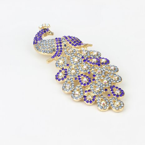 Pauw Broche Rhinestones - blauw