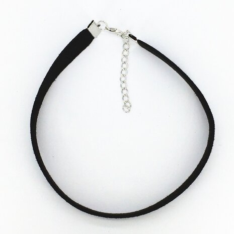 Zwart Fluweel Choker Ketting Handgemaakt Retro 15mm