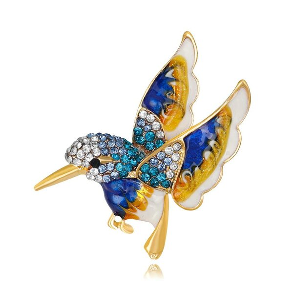 Blauwe vogel broche emaille