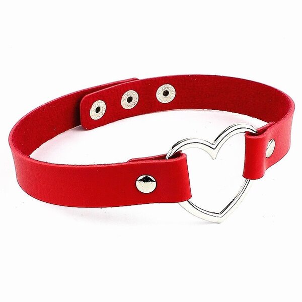 Halsband Lederen Hart Choker Rood