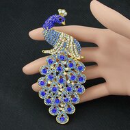 Grote Pauw Broche Rhinestones Blauw - foto 1