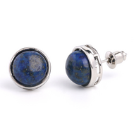 Lapis lazuli Stud Oorbellen Platinum plated