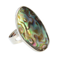 Abalone Schelp Verzilverde Ring Verstelbaar