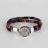 Bohemian Kleurige Katoen Armband Tibet Silver Bloem Snap Button Zwart + Roze