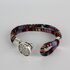 Bohemian Kleurige Katoen Armband Tibet Silver Bloem Snap Button Zwart + Roze